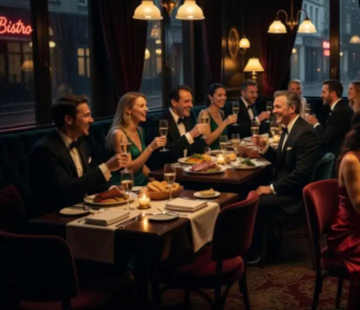 Hangulatos esti esemény egy modern bistro térben